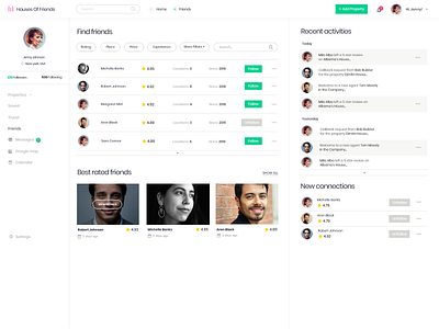 Houses of Friends - Find Friends app booking app bright dashboard app design houses ui ux web app