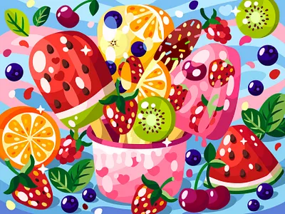 Fruits in cup adobe illustrator berries design flat food food and drink fruit graphic icecream illustration vector vector art