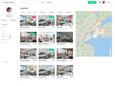 Houses of Friends - Dashboard concept app booking app bright dashboard dashboard app design ui ux