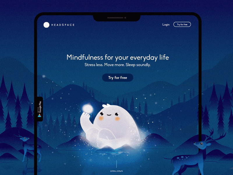 Headspace Landing Page app app design design illustration landing page landing page design landscape typogaphy ui ux web