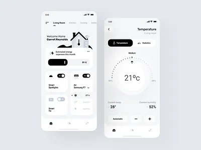 Smart Home App Design app app design application clean interface ios design manuel rovira minimal monochrome orizon smarthome ui ui design ui trends ui ux design ux