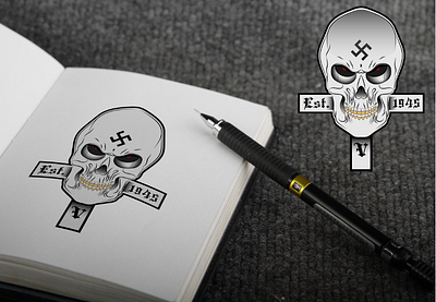 Skull logo and illustration design graphic design horror illustration logo mascot mascot logo metal band logo music logo vector