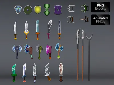 WEAPON_ VOL.01 adventure dagger fantasy game asset illustration shields spears weapons