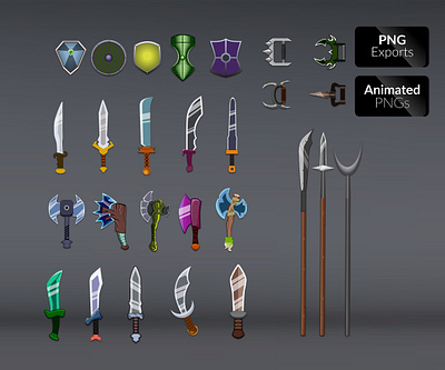 WEAPON_ VOL.01 adventure dagger fantasy game asset illustration shields spears weapons