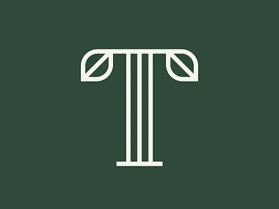T for Terra leaf logo serif symbol t type