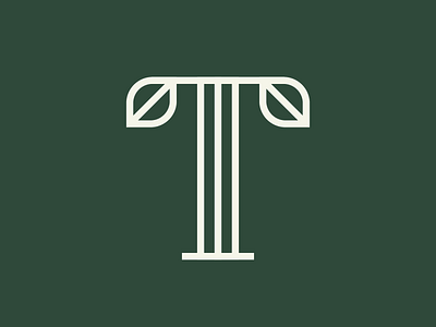 T for Terra leaf logo serif symbol t type