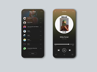 MUSIC PLAYER - CONCEPT APP app app design concept design figma mobile music app music player music player ui sketch ui ux web design webdesign