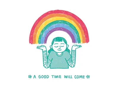 A good time will come child children childrens illustration digital illustration digitalart girl illustration art illustration digital kid peace procreate procreateapp rainbow