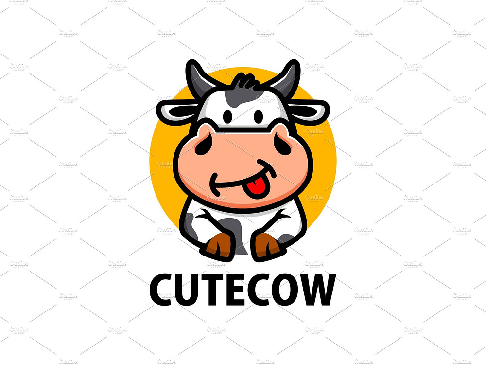 cute cow cartoon logo vector icon by gaga_vastard on Dribbble