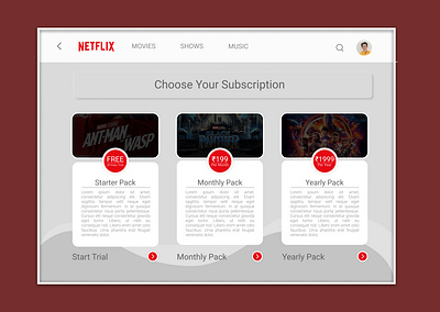 Pricing 030 dailyui design figma netflix ui