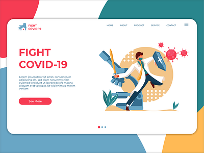 Fight COVID-19 Landing Concept coronavirus covid 19 design hero banner hero image illustration illustration art illustrations landing landing page landing page design md medical medicine webdesign website