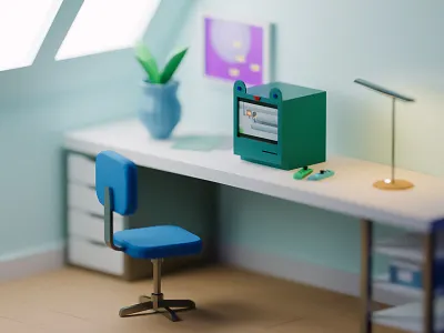 Froggy computer 3d art blender blender3d blender3dart computer froggy low poly low poly render