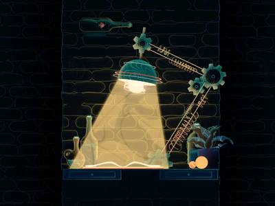 Chill Reading 36days 36daysoftype aftereffects animation book fish gears illustration industrial lamp light motion design steampunk still life