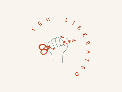 Sew Liberated Logo Design brand brand guideline brand strategy branding hand hand illustration illustartion logo logo icon logo icon symbol sans serif sans serif typeface scissors visual icon