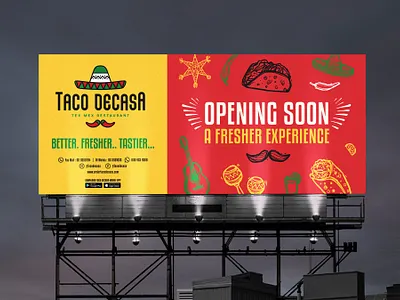 Taco Decasa OOH advertising billboard hoarding indoors opening soon outdoors