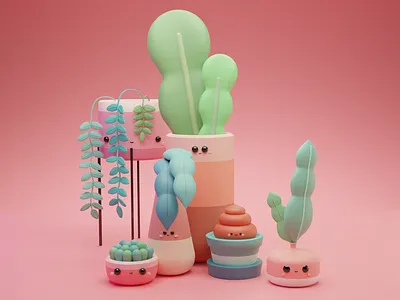 Everything Plants, Cactus & Succulents 3d art 3d artist animation app art direction artist blender blender3d blender3dart cactus composing concept art illustration plants succulents web