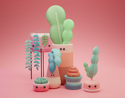 Everything Plants, Cactus & Succulents 3d art 3d artist animation app art direction artist blender blender3d blender3dart cactus composing concept art illustration plants succulents web