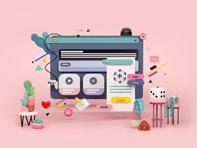 Website Landing Page 3d art 3d artist animation app art direction artist blender composing concept art digitalart illustration ui uiux web