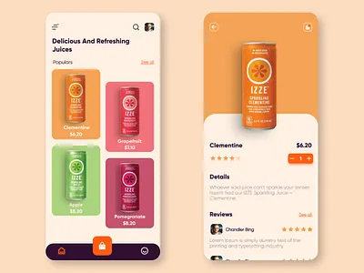 Online Juice App appui food food app juice minimal app navigation bar