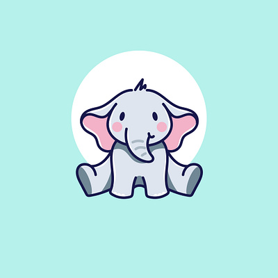 baby elephant children cute cute animal design elephant illustration kids logo mascot pastel