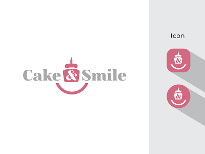 Cake & Smile logo art bakery cake design designs icon identity logo minimal smile sweets vector