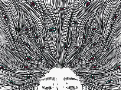 i c u art artwork design eyes hair illustration lineart linework procreate