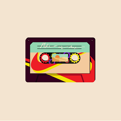 Nike cassette vintage air max cassette cog desert flashy illustration illustration art illustrator logo nike nike air max purple red speed trip vintage yellow