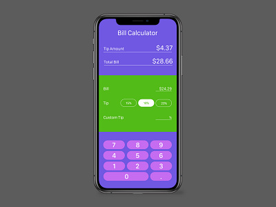 Daily UI, Day 4 – Calculator app bill calculator dailyui green purple receipt ui