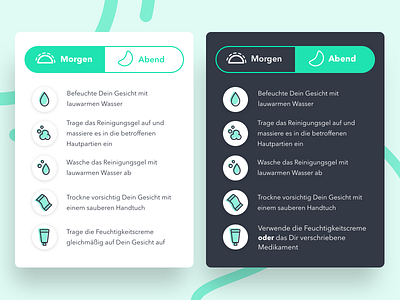 Morning and evening skincare routine card darkmode evening icon morning sketchapp skincare ui ux uxdesign vector webdesign