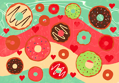 Doughnut or Donut collage donut doughnut food illustration painting pastel sugar sweet