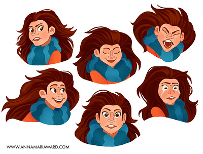 Pumpkin Witch Expressions annamaria ward character design illustration