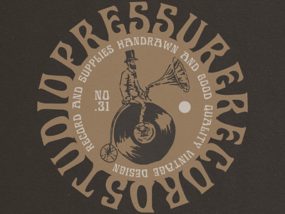 Pressure Records record logo badge design