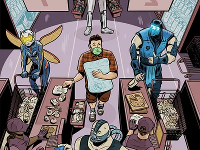 Masks are back comics digital editorial illustration ink