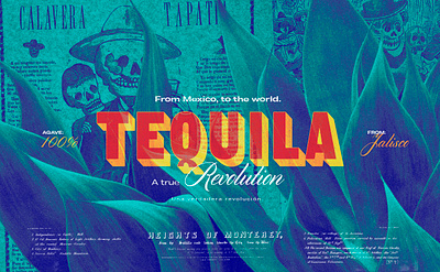 Tequila. A true revolution. art direction artwork collage colors illustration tequila tipography