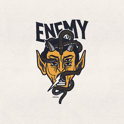 Enemy apparel artforsale artworkforsale bandmerch brand designforsale devil illustration illustrator logo merch print skull