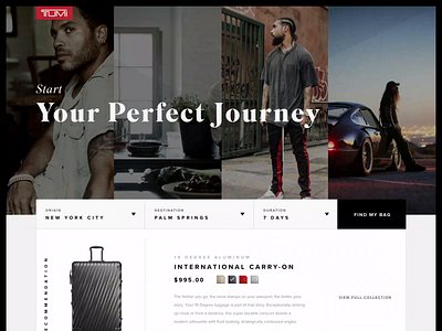 Tumi Hub duality ecommerce kravitz landingpage luggage retail travel tumi ui wanderlust