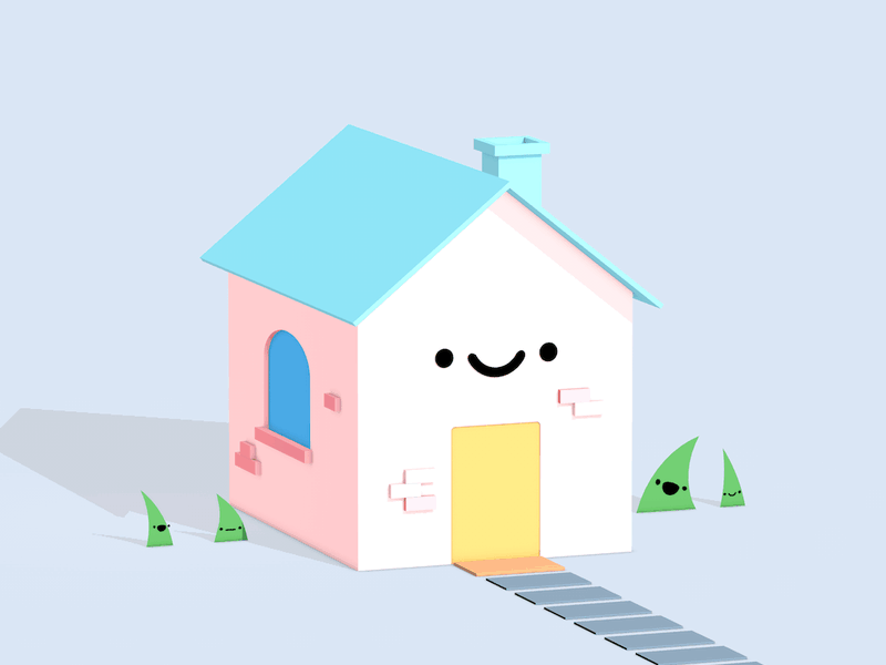 Happy house c4d cinema 4d covid home house kawaii sketch and toon stayhome