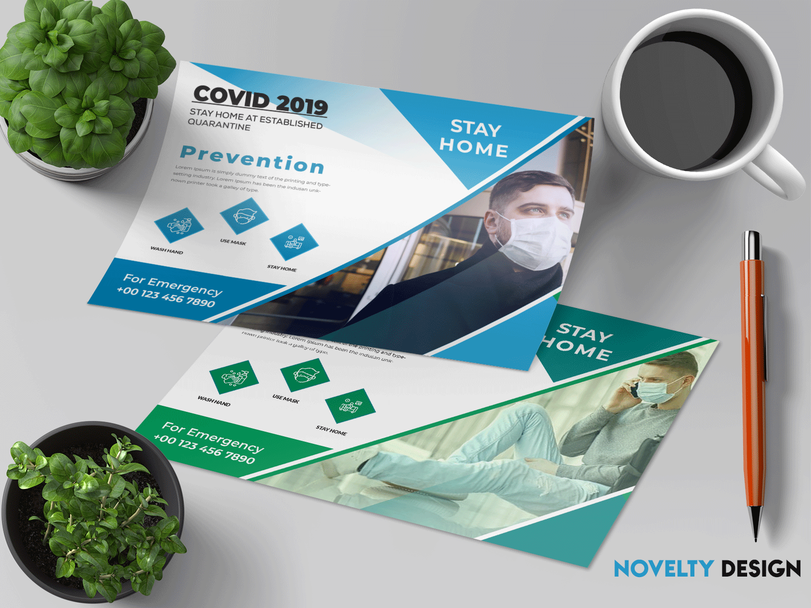 COVID-19 Coronavirus Campaign Flyer Template background banner concept coronavirus cover covid 19 design flyer graphic health illustration layout leaflet marketing medical medicine page poster presentation vector