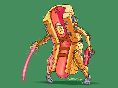 D.O.U.G. adobephotoshop art badass character art character designs drawing hot dog illustration illustrator mech photoshop procreate robo