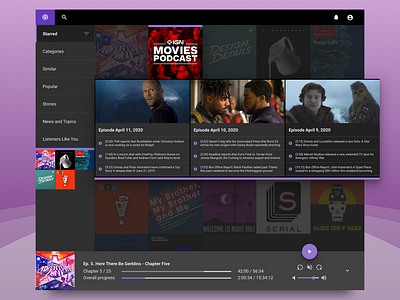 Material Version - Podcast App Concept app audio app audio player clean clean ui dark ui material material ui materialdesign podcasts ux