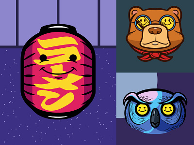 happy face designs adobe illustrator bear dope graphic graphic art graphic illustration graphicdesign happy face illustration illustrations illustrator owl ramen stickers thick lines vector vectorart