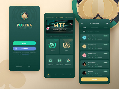 POKERA UI飞机稿 dark ui icon logo mobile poker sketch ui