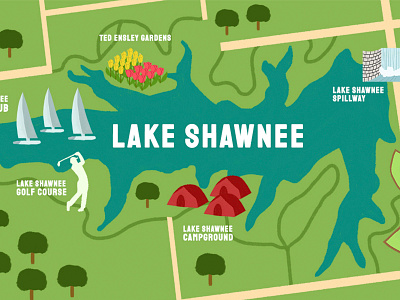 Lake Shawnee, KS Mural Concept design illustration map map illustration mural photoshop