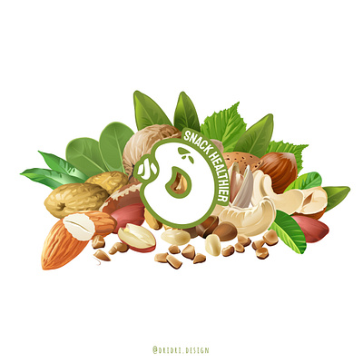 小O - Healty snacks logo branding healthy healthy eating icon logo nuts snack logo typography vector