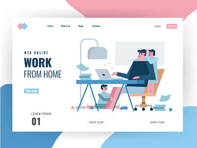 WFH landing page concept business coronavirus covid 19 design flat graphic illustration kid landingpage ui vector website wfh workfromhome