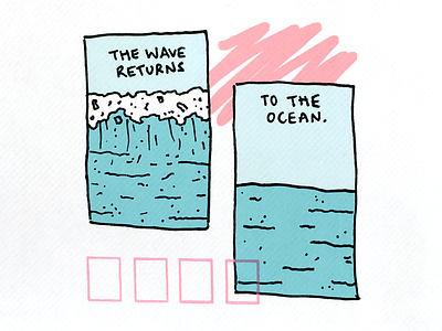 The Wave Returns blue design drawing illustration ocean pink quote sea