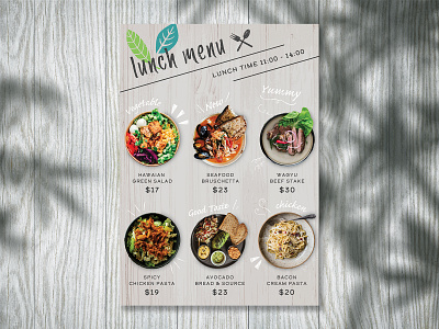 Sunrise Cafe Lunch Menu cafe cafe menu design illustration menu menu design