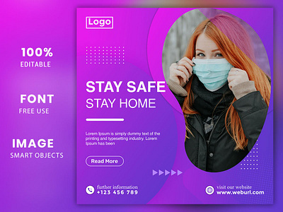 Medical health banner about coronavirus banner template Premium banner coronavirus covid19 health healthcare medical post protection safe social media stay warning