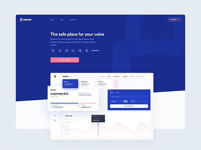 Trezor Landing Page bitcoin blockchain crypto cryptocurrency dashboard ethereum ethworks exchange finance portfolio trezor wallet