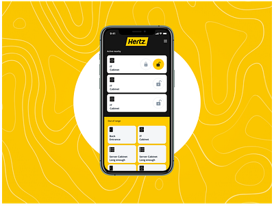 Office Access app UI for Hertz access automation black hertz home automation minimal office smart smart home smart lock yellow